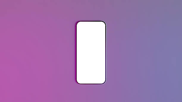 istock Smartphone with blank screen displayed on vibrant purple and pink gradient background 2228879269