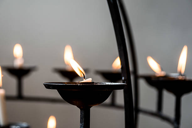 Tranquil candlelit ambiance with flickering flames for relaxation and meditation