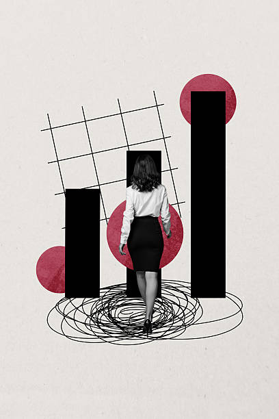 istock Image trendy artwork banner collage of anonym businesswoman walk chart development statistics aim achievement progress goal 2228894825