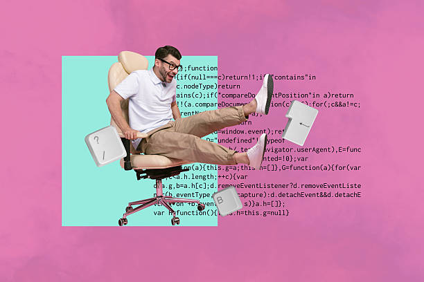 istock Collage of smiling young person with laptop surrounded by code keys text symbolizing freelancer writing creative profession 2228896438
