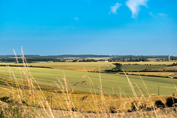 istock Countryside landscape with sky and fields, real life photo 2228900253