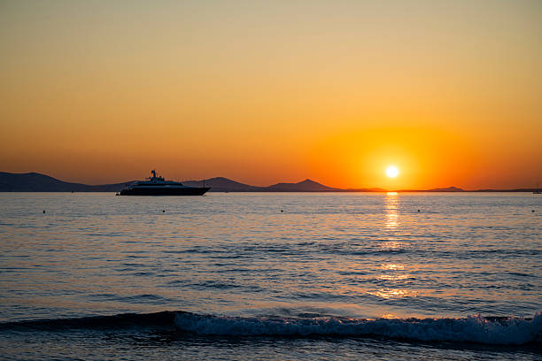 Colorful sunset over ocean on tropical island