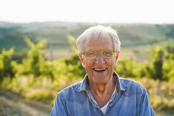 istock Senior man worker smiling on camera while collecting grapes for organic wine making with vineyard in background - Tradition, farmer lifestyle and small business concept - Focus on face 2228907952