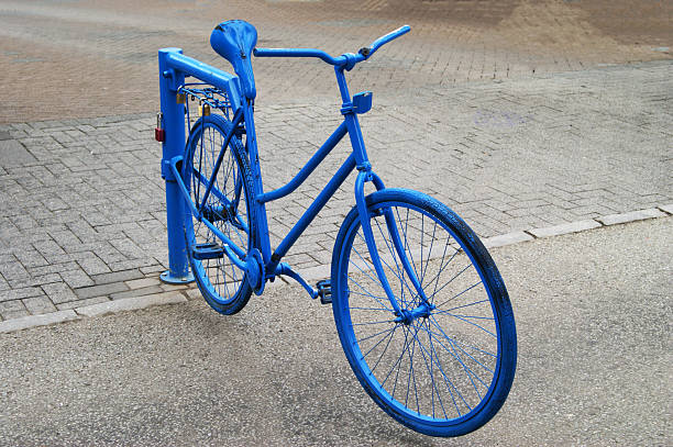 istock old bicycle painted blue, barrier pedestrian area reykjavik iceland 2228911021