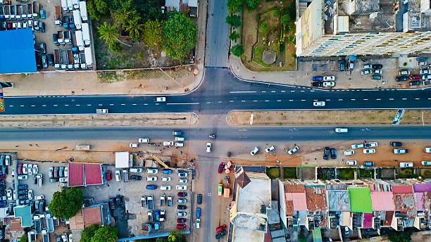 istock Aerial view of urban intersection. 2228916337