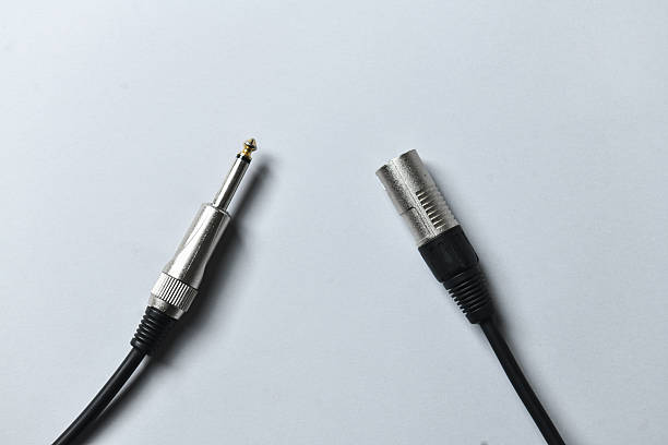 istock 1/4 Inch Connector And Male XLR Cable Positioned Side By Side On Light Gray Surface 2228920705