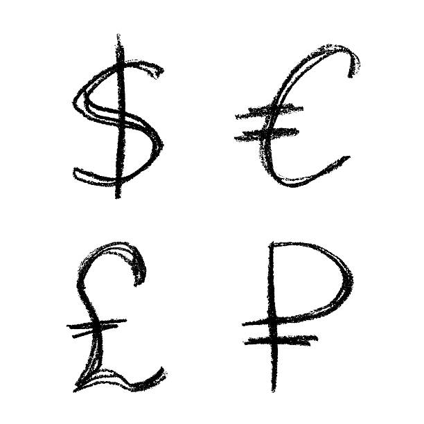 istock Hand drawn multiple currencies symbol set Dollar euro pound ruble 2228920888
