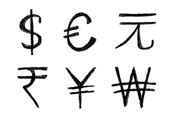 istock Hand drawn multiple currencies symbol set Dollar euro yuan yen won rupee 2228920946