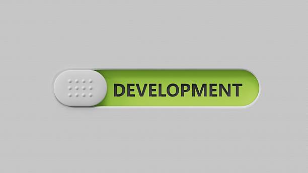 development.3D illustration of slide switch.close up of slide switch,3D rendering on green background.