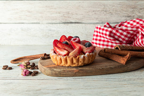 Delightful Berry Tart on a Rustic Wooden Board
