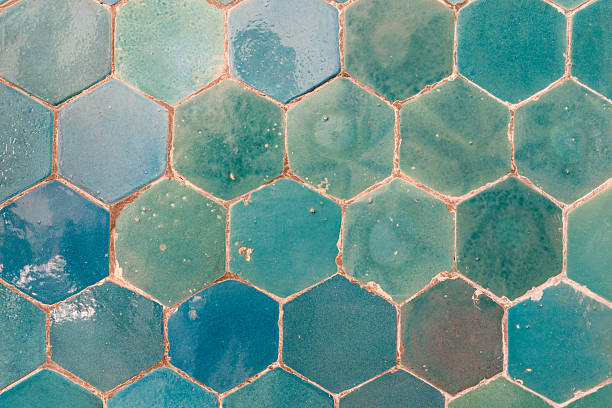 istock Hexagonal ceramic tiles in turquoise tones, Bukhara, Uzbekistan 2228926822