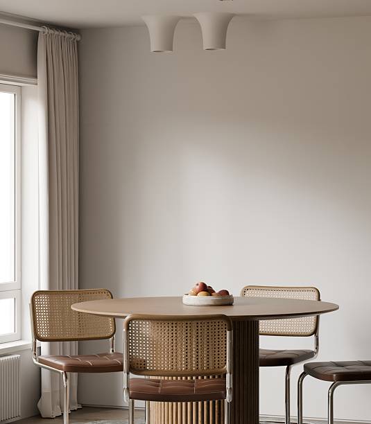 istock Frame poster mockup in a modern dining room interior. 3D rendering, 3D illustration. 2228930318