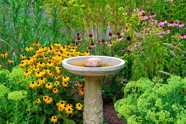 istock Bird bath with flowers in bloom-Howard County, Indiana 2228932752