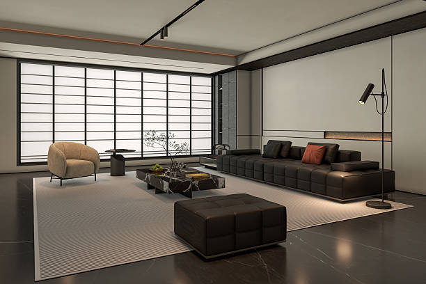istock Large luxury modern bright interiors Living room mockup illustration 3D rendering image 2228934361