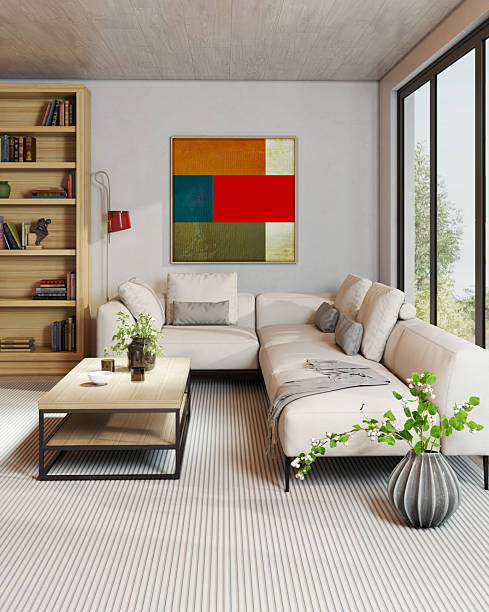 istock Large luxury modern bright interiors Living room mockup illustration 3D rendering image 2228934381