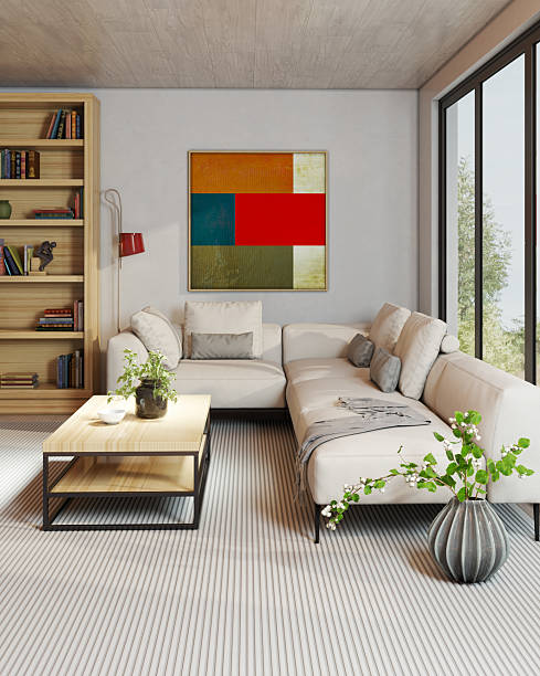 istock Large luxury modern bright interiors Living room mockup illustration 3D rendering image 2228934390