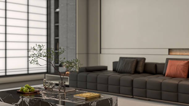 istock Large luxury modern bright interiors Living room mockup illustration 3D rendering image 2228935092