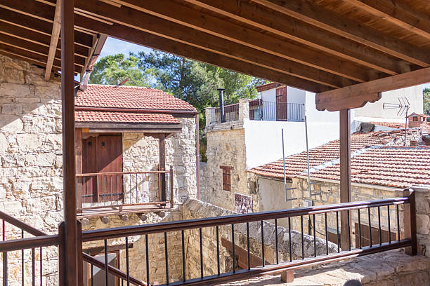 traditional interior made of stone and wood in a village in Cyprus