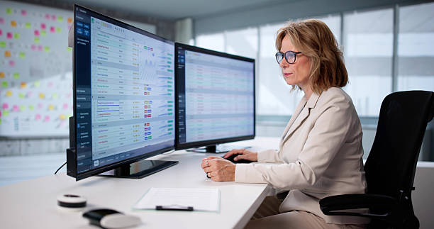 istock Senior Woman Audits Financial Data On Computer Screen 2228953277