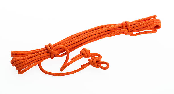 Roll of nylon rope on white background
