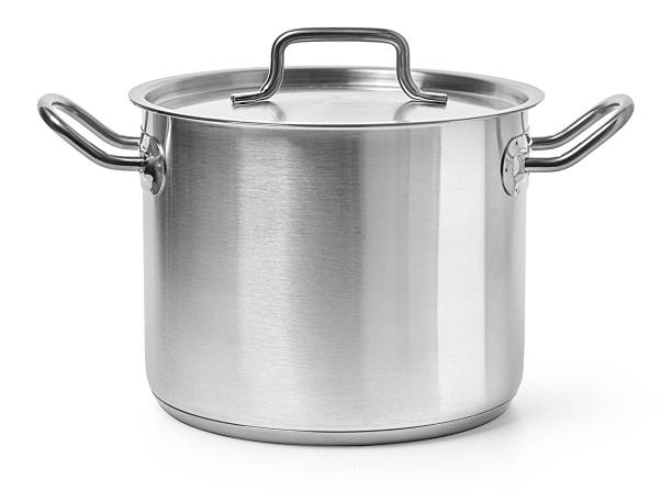 istock Empty stainless steel cooking pot with handles on white background 2228963940