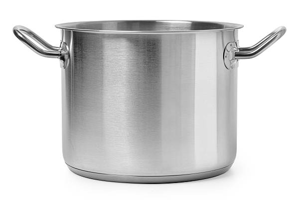 istock Empty stainless steel cooking pot with handles on white background 2228963943