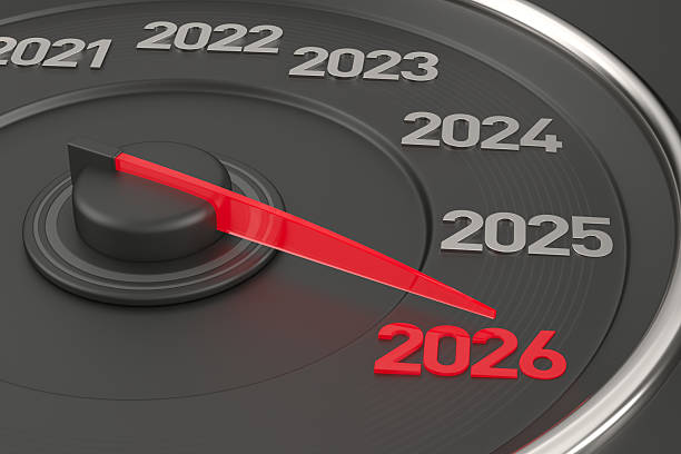 istock 2026 year car speedometer.  3D illustration 2228964038