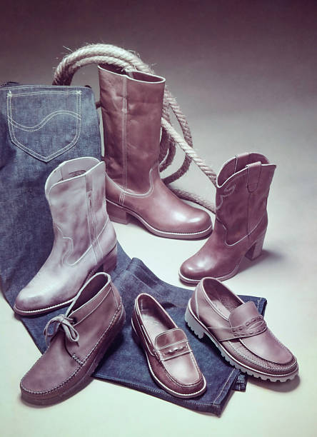 istock American-style leather shoes, boots and jeans. 2228964308