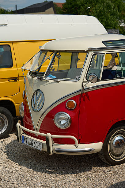 Kirchheim unter Teck, Germany 29 June, 2025. Retro Volkswagen van in bright colors.