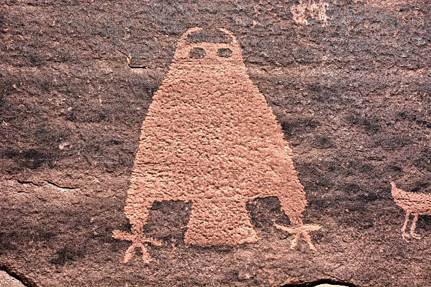 Historic Petroglyphs Etched in Red Rock near Moab, Utah