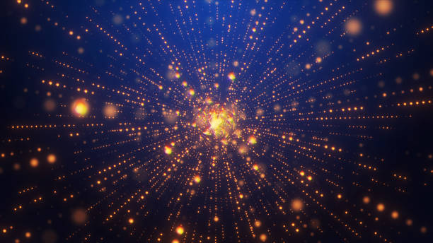 istock Abstract orange particles background animation with a particle lines 2228979797