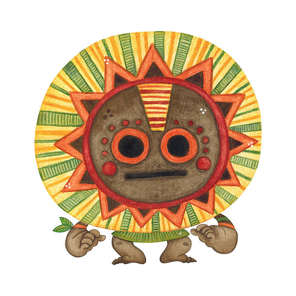 istock Dancing, crouched African aborigine in a round colored mask. Watercolor illustration hand-drawn, cartoon. Drawing for poster, stickers, print. Africa, mask, funny, character 2228993005
