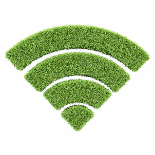 Wi-Fi Icon Made of Green Grass on Isolated White Background - Object Clipping Path