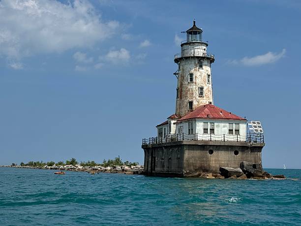 Chicago Harbor Lighthouse in Lake Michigan