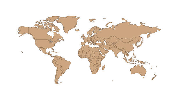 Brown World Map. Vector illustration
