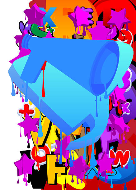 istock Megaphone graffiti. Abstract modern street art decoration performed in urban painting style. 2229012009