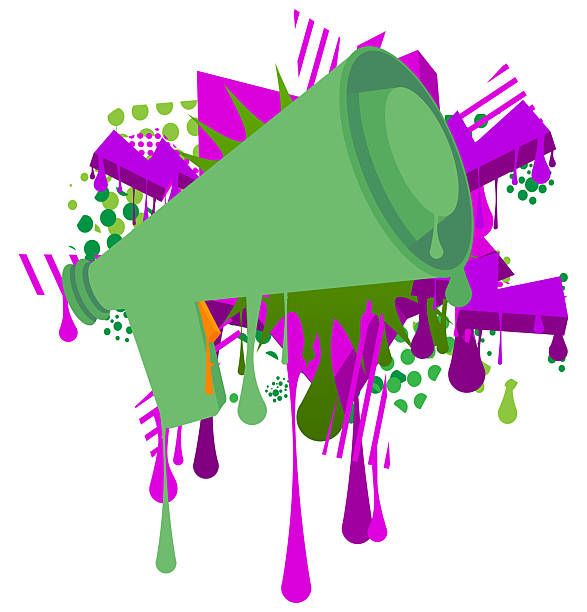 istock Megaphone graffiti. Abstract modern street art decoration performed in urban painting style. 2229012036