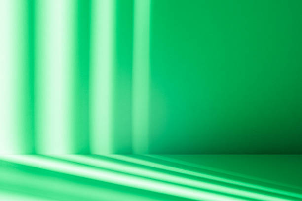 istock Studio style background wall decoration presentation uses white and green tones. with shadows cast from a nearby window, concept creating a decorative 2229014461