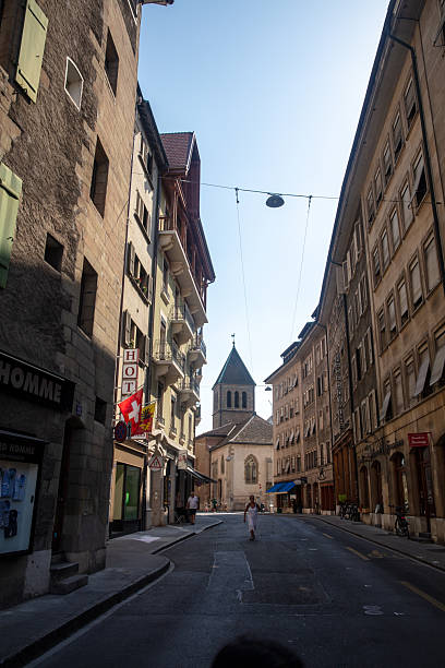 The historic old town center of Geneva, Switzerland.