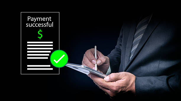 istock Payment successful concept with man using banking application on smartphone to payment transfer. Payment successful concept. 2229033660