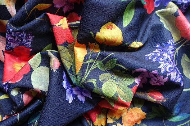 istock Jammed colorful viscose and polyester fabric with floral print 2229037030