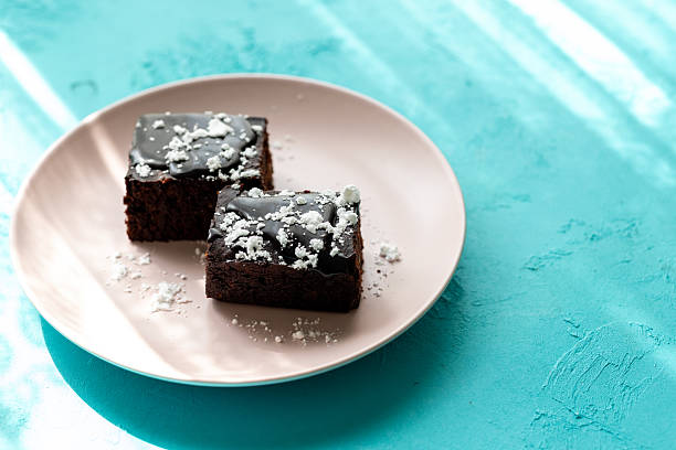 Vegan chocolate brownie on plate