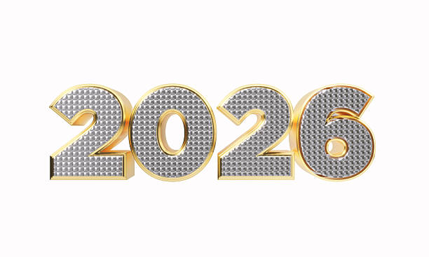 istock Silver Colored 2026 With A Gold Outline Isolated On White Background 2229052253