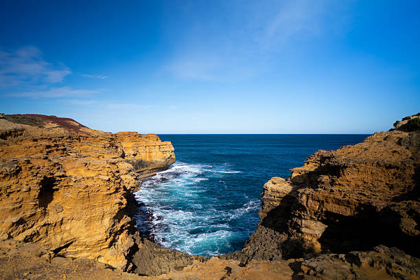Point Addis Beach and ocean on a stormy cool autumn day near Torquay, Victoria, Australia