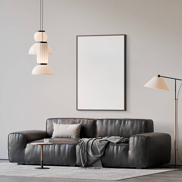 istock Frame poster mockup in a modern living room interior. 3D rendering, 3D illustration 2229060634
