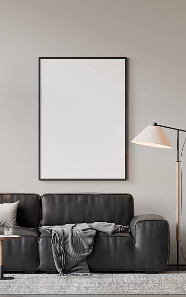 istock Frame poster mockup in a modern living room interior. 3D rendering, 3D illustration 2229060635