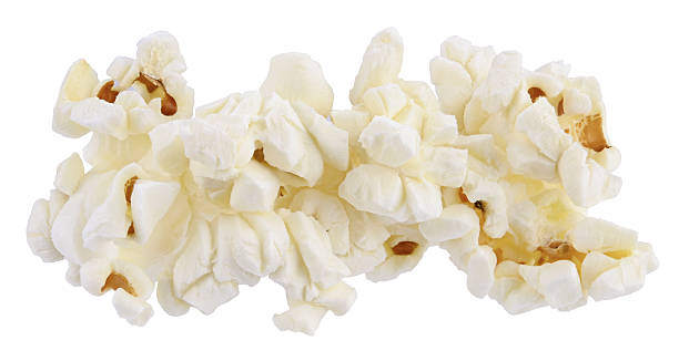 Pile popcorn isolated on a white background. Full depth of field.