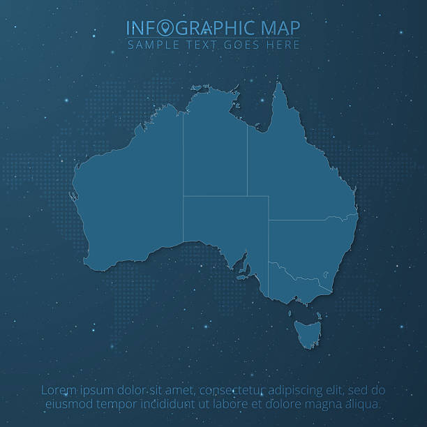 istock Australia Map High Detail Separated All States on Dark Blue Background 2229067863
