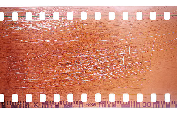 A blank frame on a roll of photographic film, photographed against a pure white background.