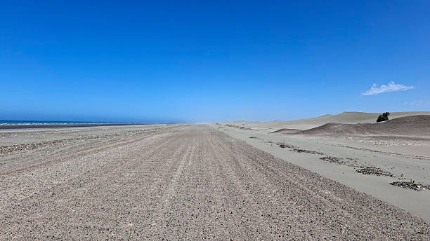 Ruta 01 on Bahía Creek beach on the coast of the province of Rio Negro in Argentina